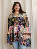 Young Threads Boho Patchwork Top with Bell Sleeves