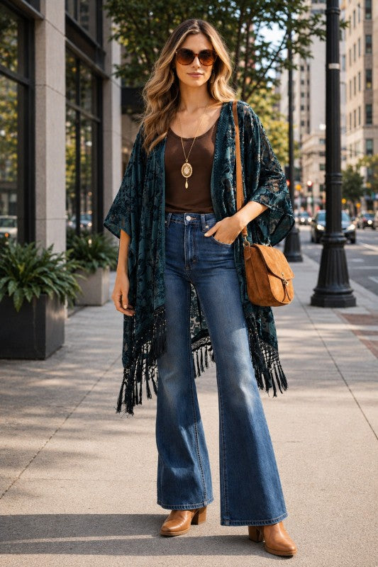 Woven Hearts Velvet Burnout in Teal