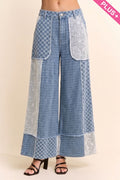 Davi & Dani Denim and Lace Pants with Patchwork