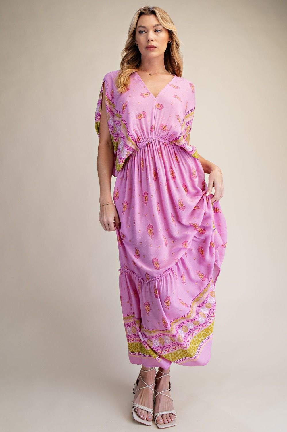 Easel Boho Goddess Dress in Pink