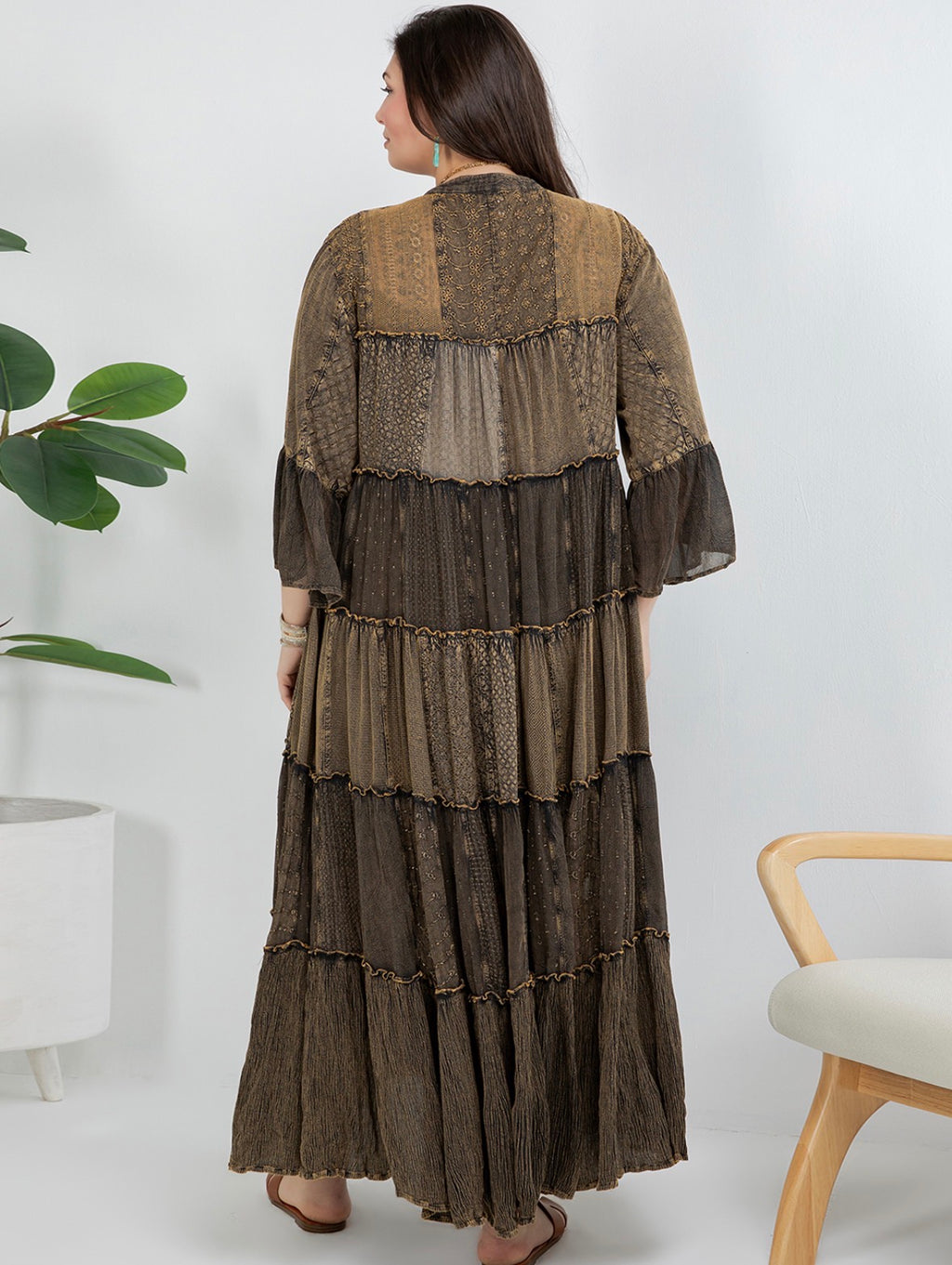Young Threads Patchwork Dress in Amber