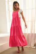 Oddi Hot Pink Boho Overall Midi Dress