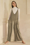 Oddi Wide Leg Knit Jumpsuit in Olive