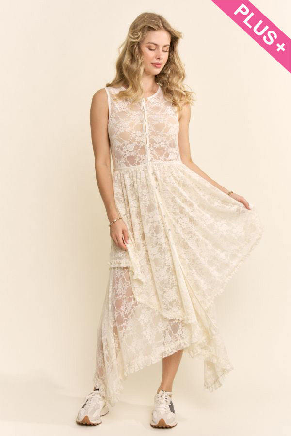 Davi & Dani Lace Duster/Sleeveless Dress/Layering Piece