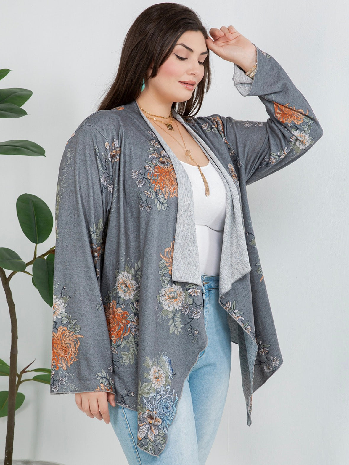Young Threads Soft Knit Floral Print Cardigan with Bling